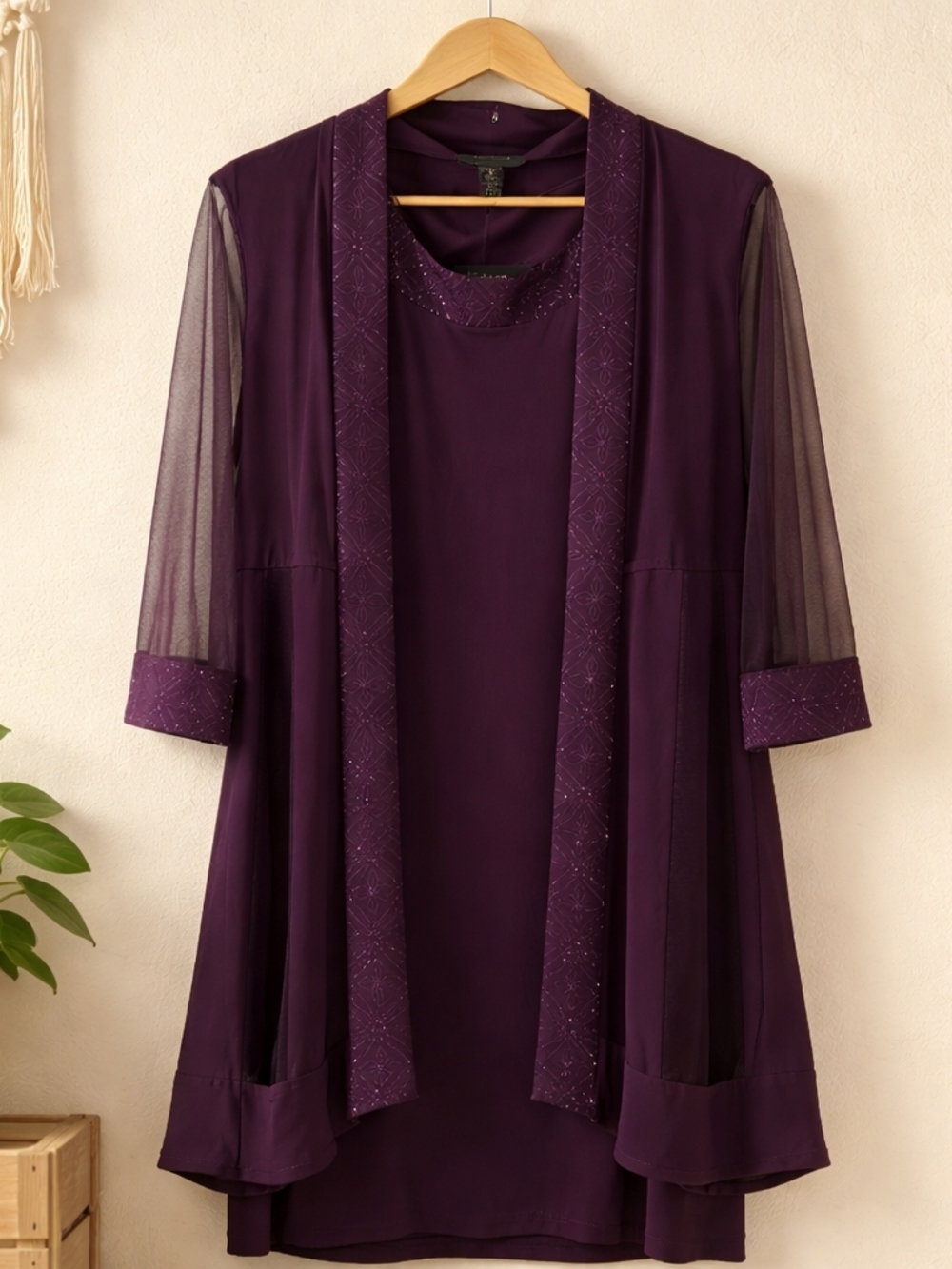 R&M Richards Purple Evening Dress - Deep Plum Size 12